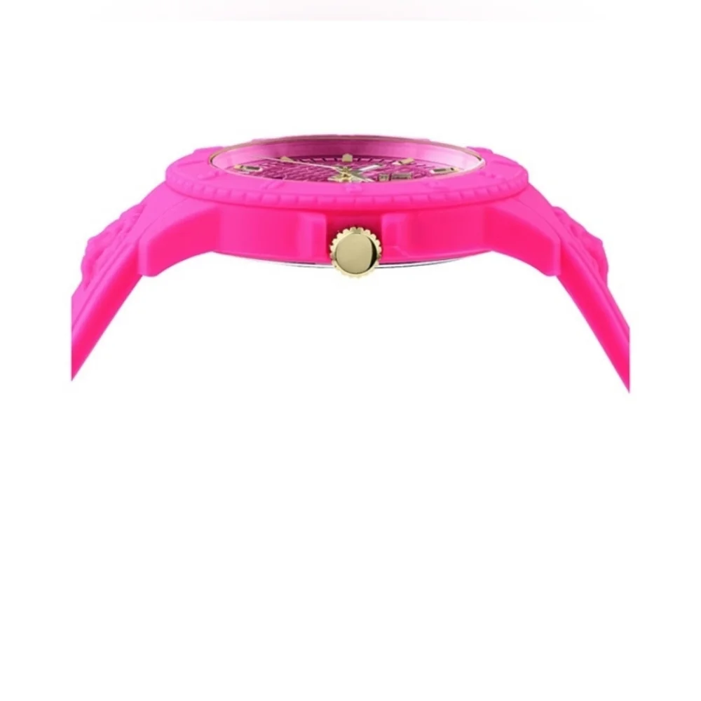 Versus Versace Pink and Gold Silicone Strap Watch
